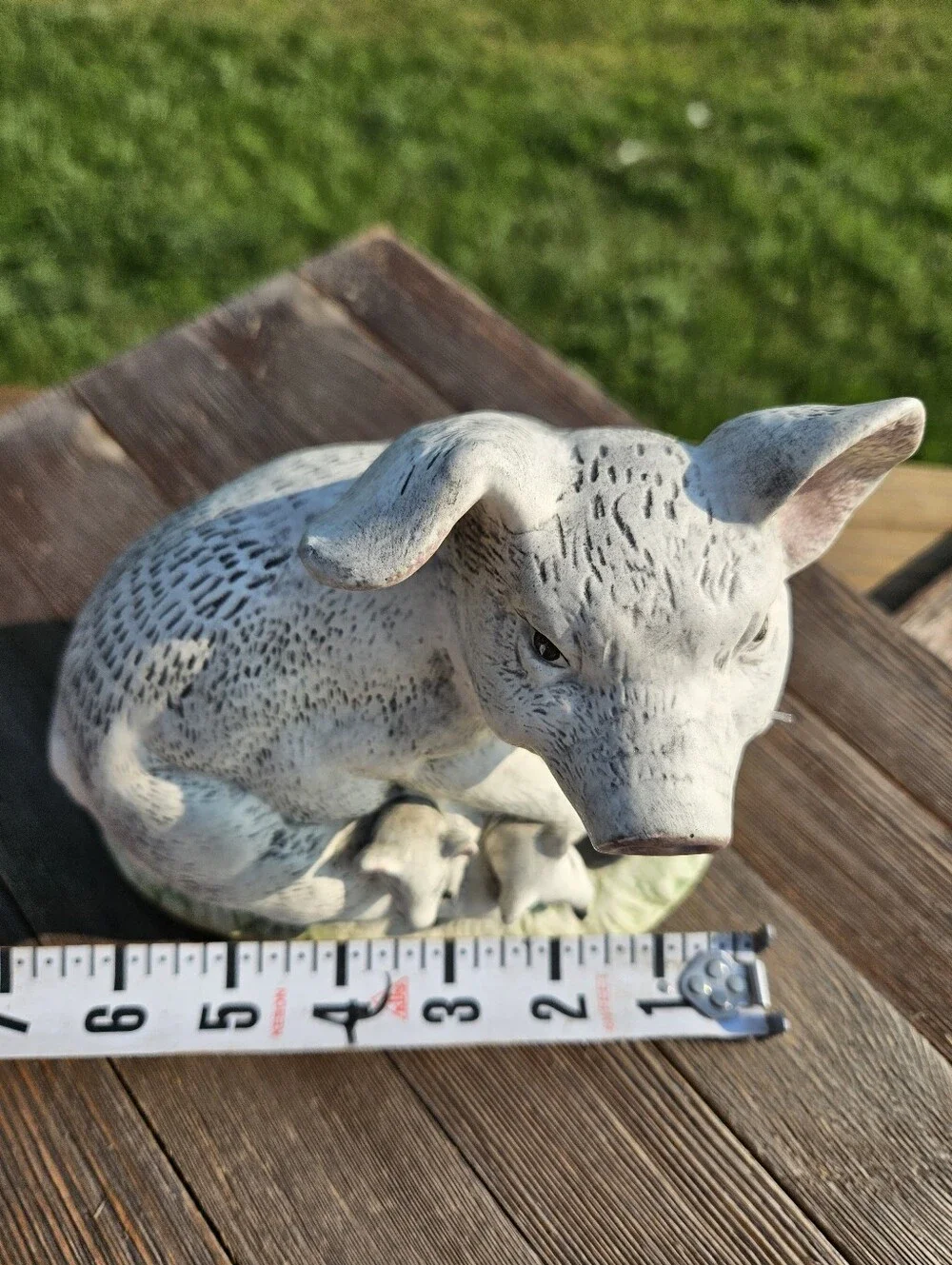 FARMHOUSE COTTAGECORE Mother Pig and Piglets Figurine Vintage Style Sow Statue